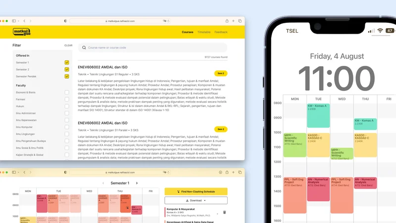 MatkulGue, University Course Catalog, Timetable Builder, and Course Planner